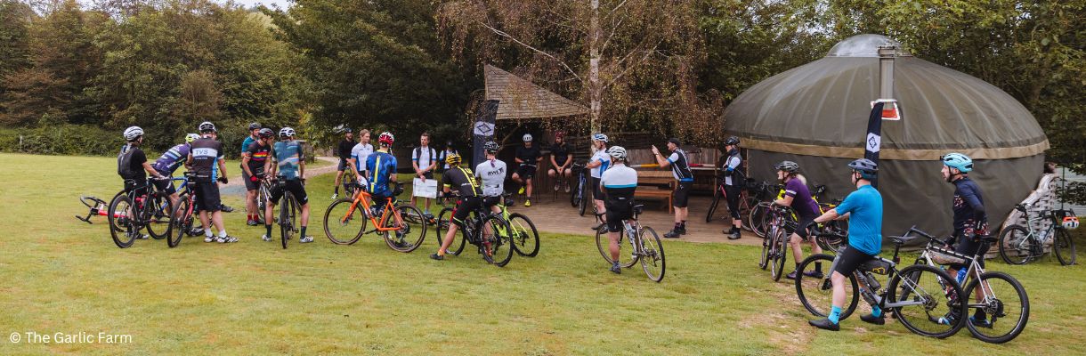 Cyclists at The Garlic Farm